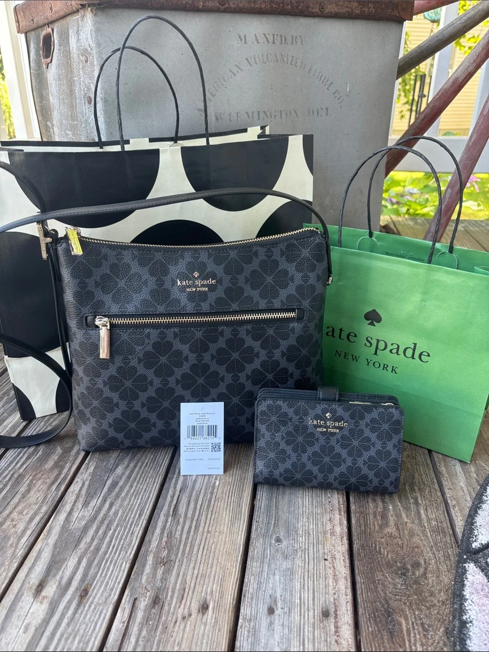kate spade Black Logo Crossbody Bag with Matching Wallet